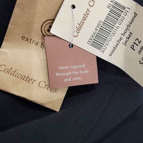 Coldwater Creek Black Soutache Boyfriend Jacket Embroidered Sleeves P12 - Picture 7 of 8